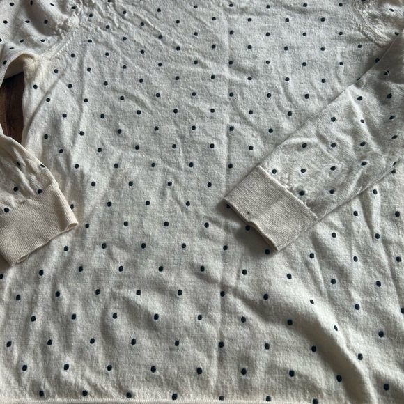 Women's J Crew Cream Polka Dot Sweater size medium - Picture 4 of 5